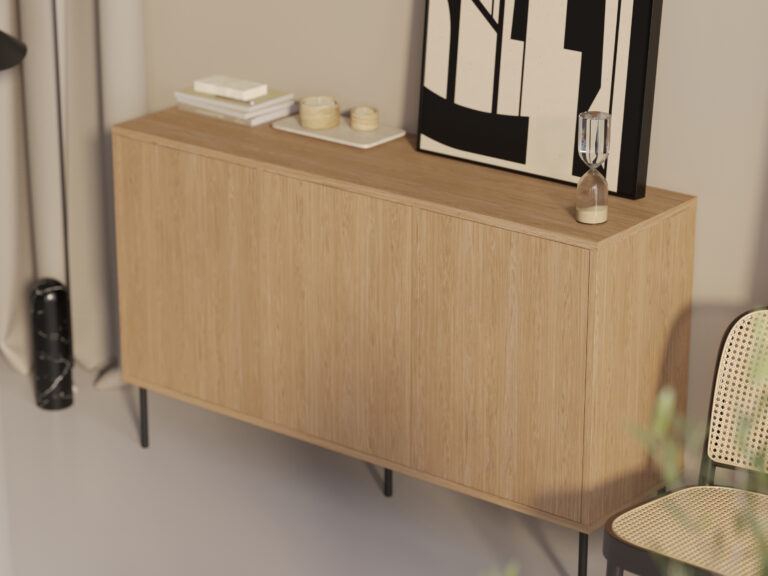 Industriële houten ladekast, 143 cm