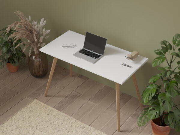 Minimalistisch bureau met wit blad, 90 cm