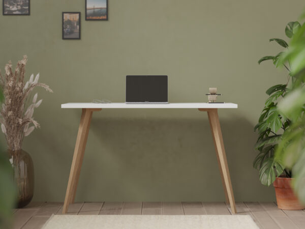 Minimalistisch bureau met wit blad, 90 cm