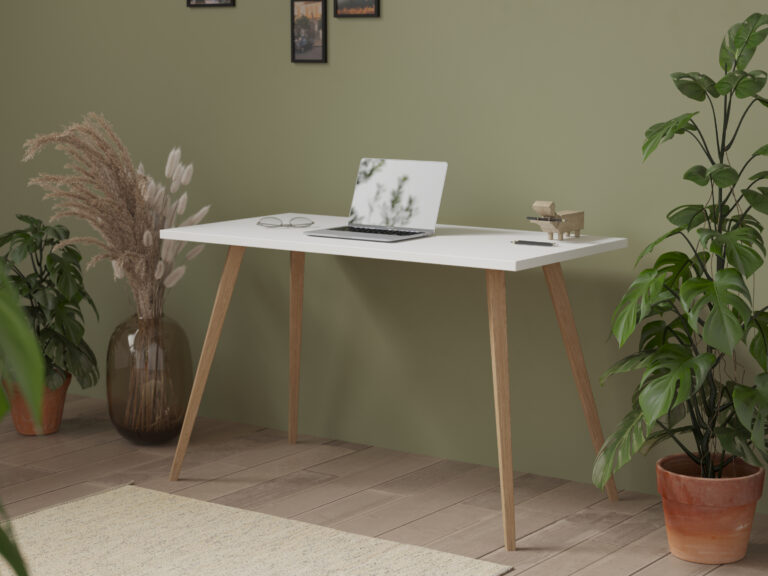 Minimalistisch bureau met wit blad, 90 cm