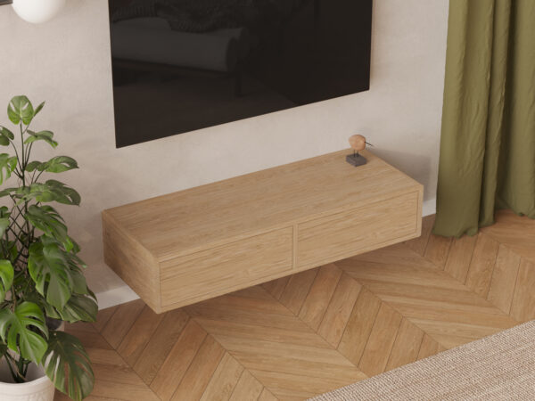 Modern compact zwevend tv-meubel, 120 x 45 cm