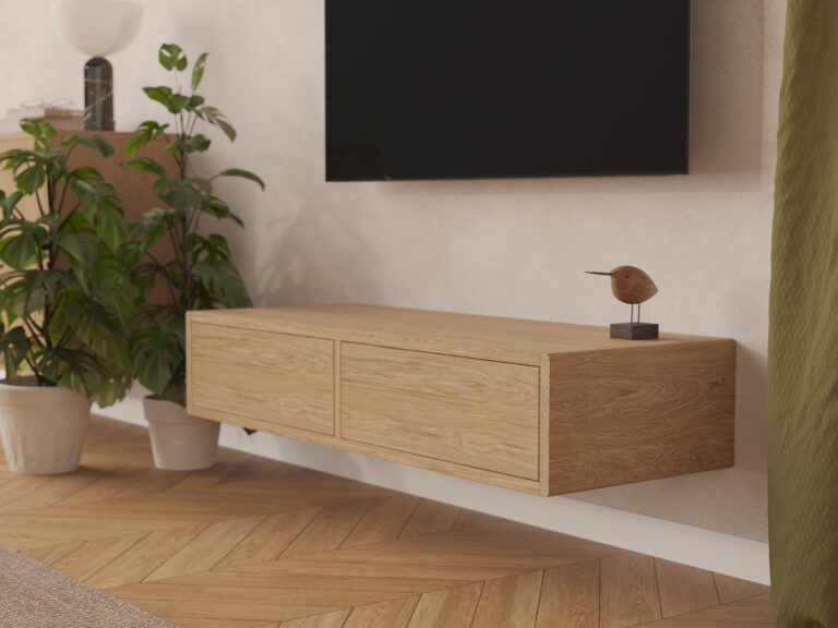 Modern compact zwevend tv-meubel, 120 x 45 cm