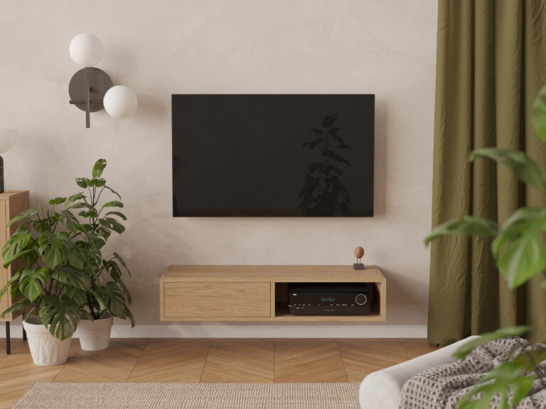 Modern houten zwevend tv-meubel, 120 cm