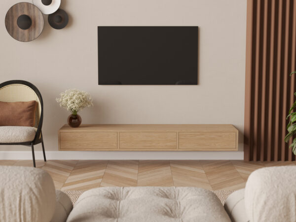Zwevend tv-meubel met deuren, 200 cm