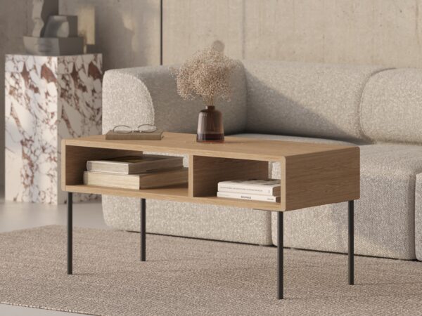 Industriële lage houten salontafel