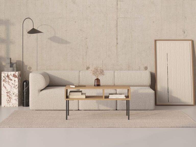 Industriële lage houten salontafel