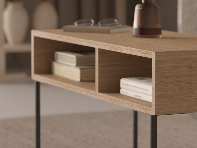 Industriële lage houten salontafel