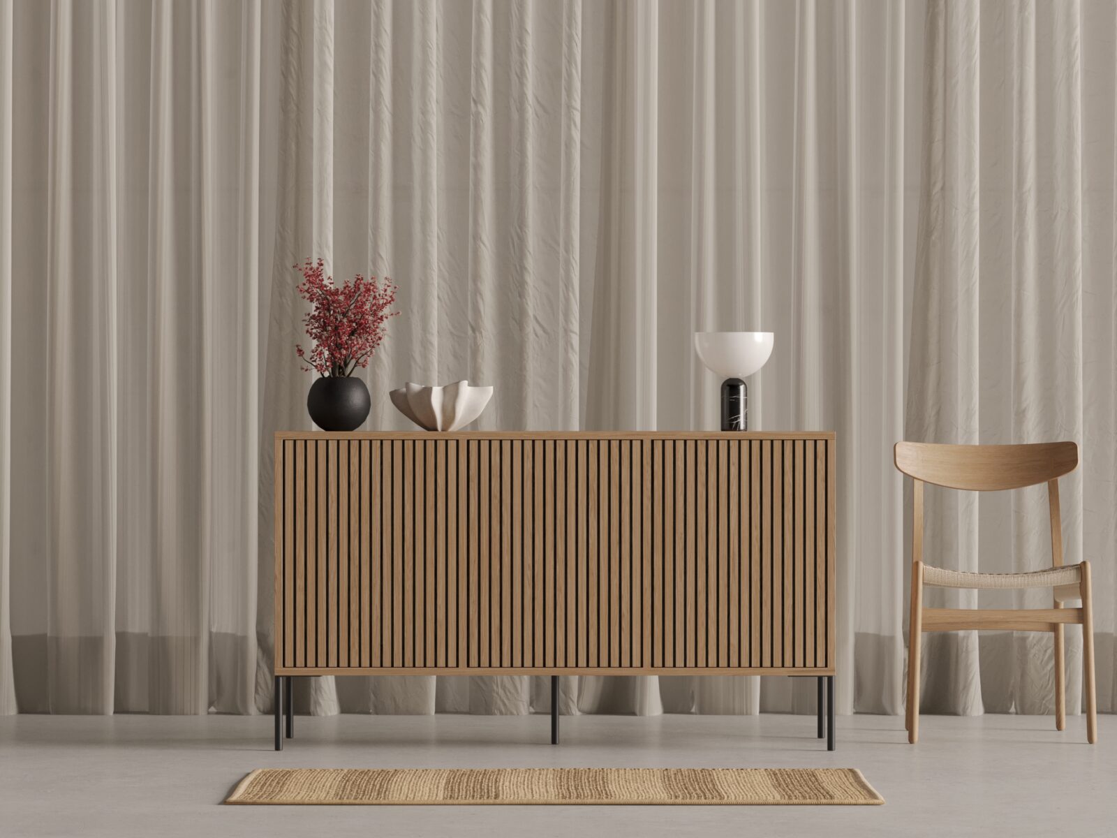 Eiken dressoir met eiken lattenfronten