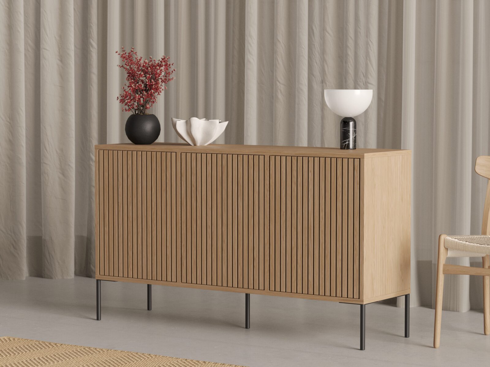 Eiken dressoir met eiken lattenfronten