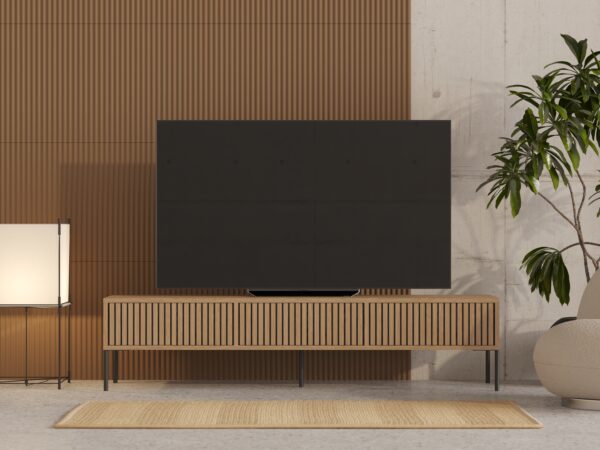 Eiken tv-meubel met eiken lattenfronten, 180 cm