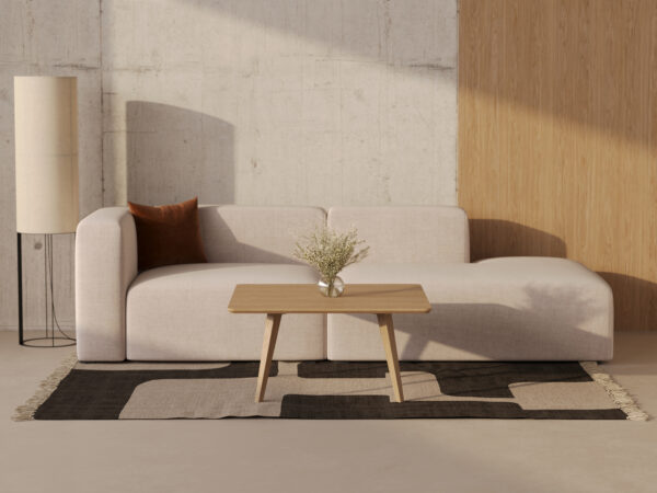 Lage vierkante massief eiken salontafel