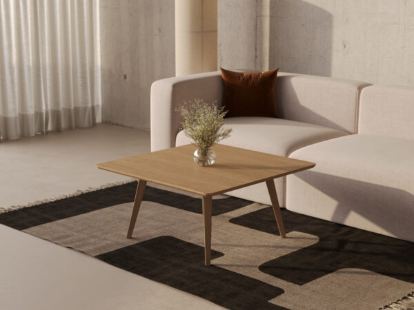 Lage vierkante massief eiken salontafel