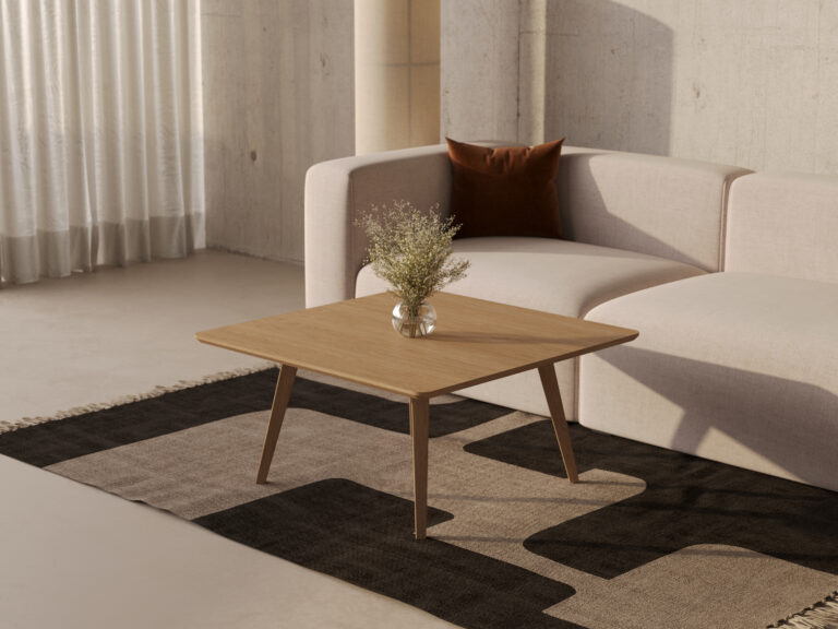 Lage vierkante massief eiken salontafel