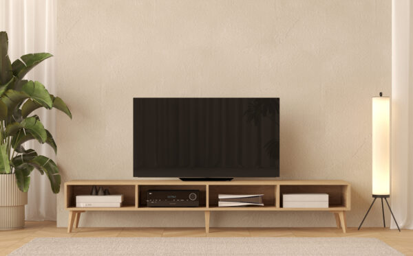 Houten tv-meubel met opbergruimte, 240 x 45 cm