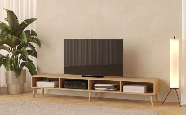 Houten tv-meubel met opbergruimte, 240 x 45 cm