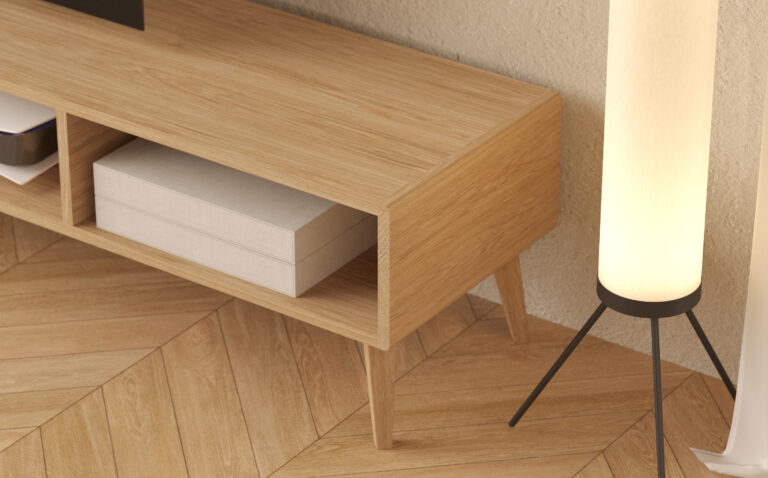 Houten tv-meubel met opbergruimte, 240 x 45 cm