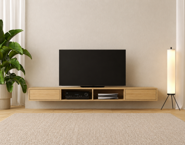 Modern lang zwevend tv-meubel, 240 cm